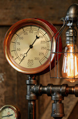 Steampunk Industrial Steam Gauge Lamp, #1203 - SOLD