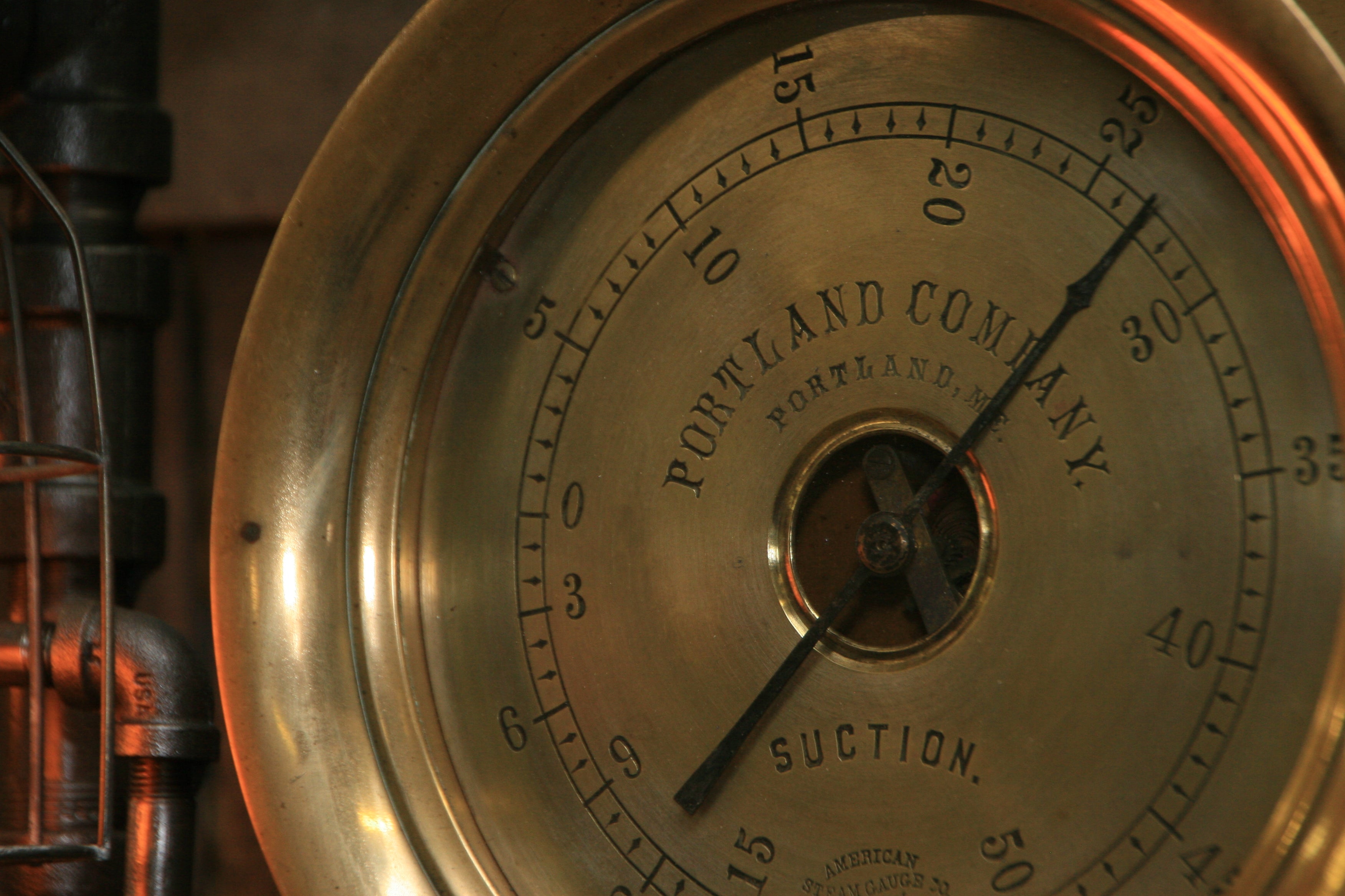 Steampunk Industrial / Antique Steam Gauge and Brass Oiler / Portland ME / Lamp #1824