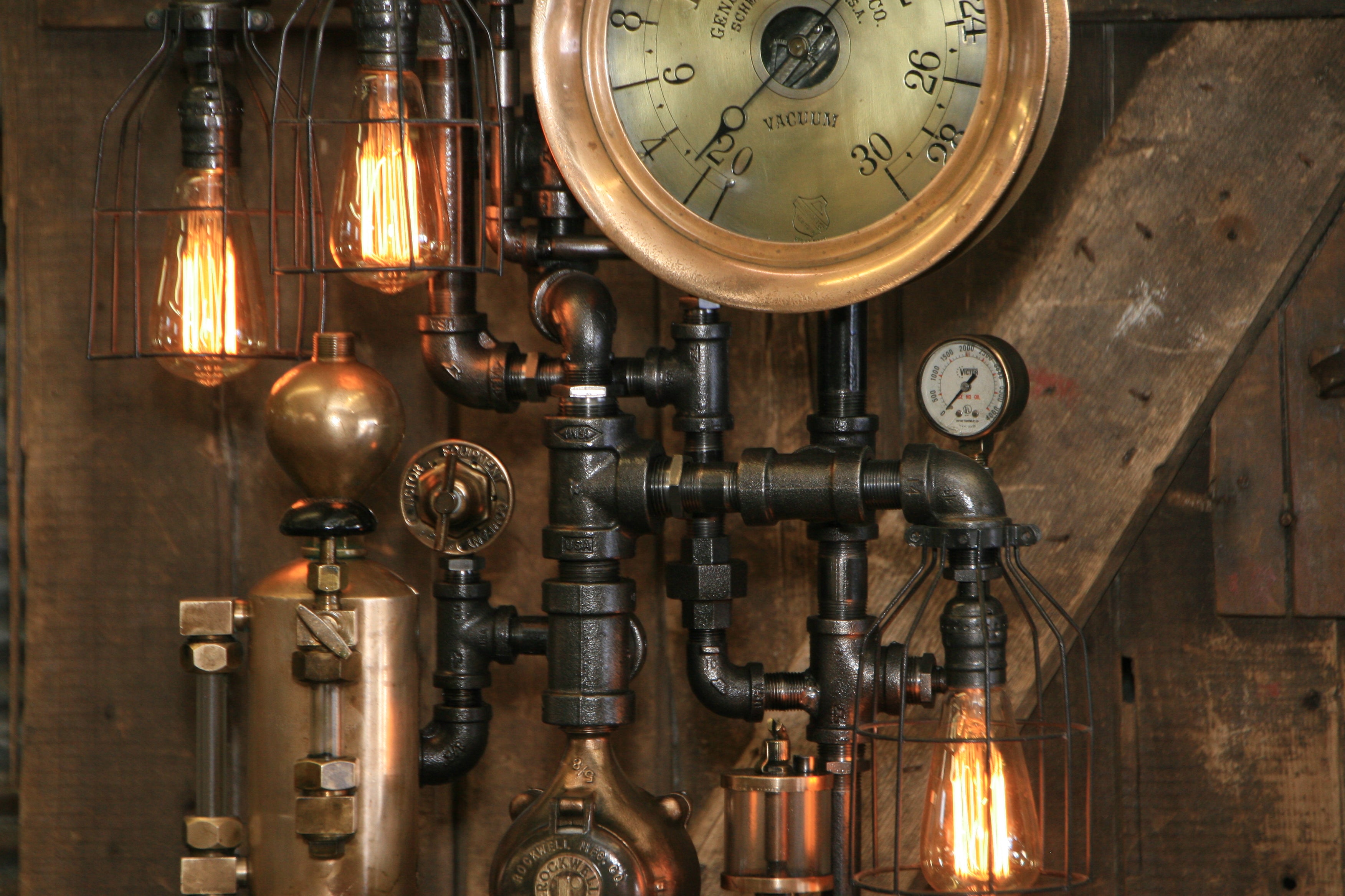 Steampunk Industrial / Steam Gauge Lamp / General Electric / Oiler / Lamp #2430