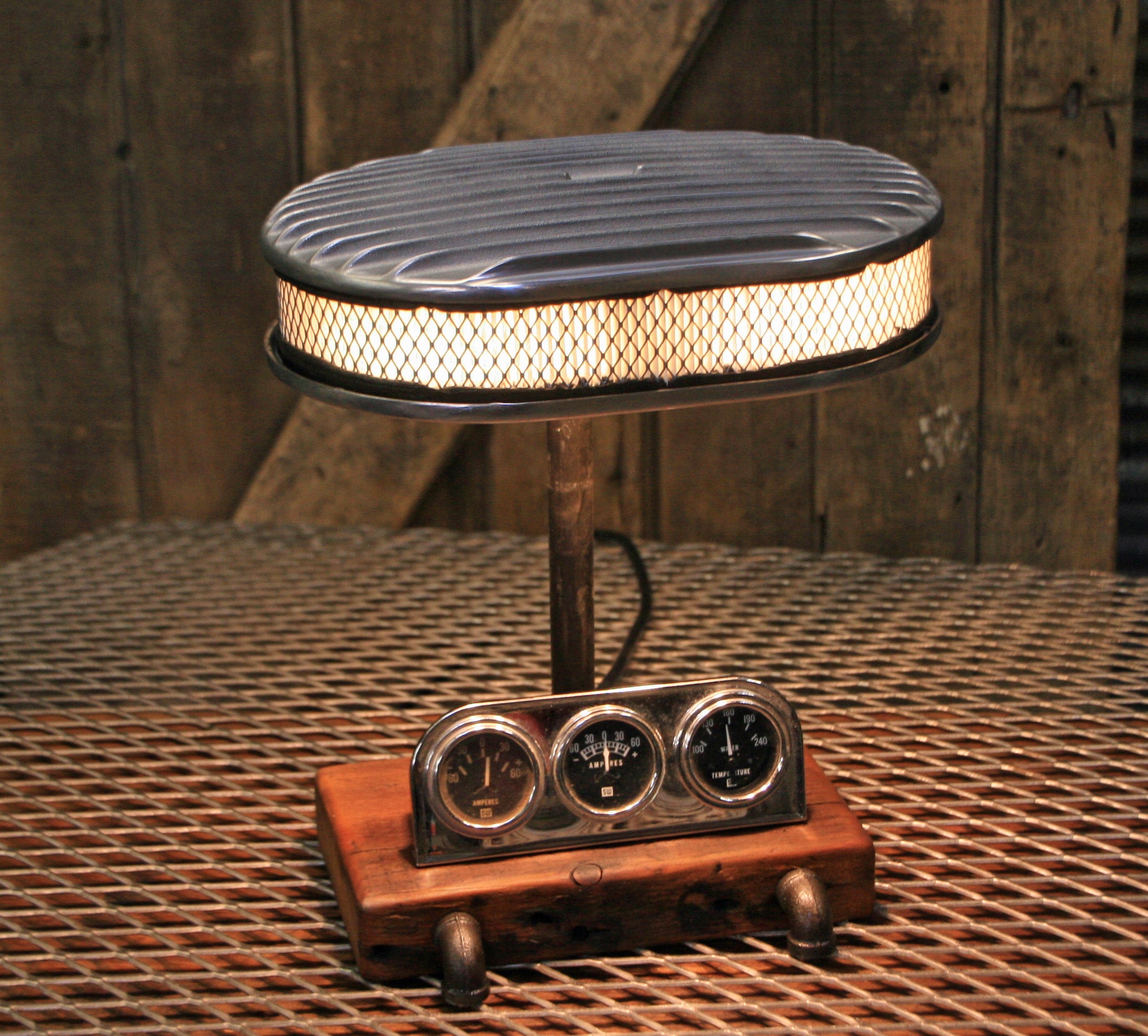 Steampunk Industrial / Vintage Stewart Warner Gauges / Automotive / Lamp #2711