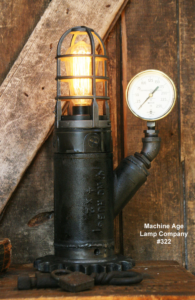 Steampunk Industrial Lamp, Steam Gauge  #322 - SOLD