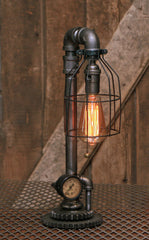 Steampunk Industrial / Pipe Lamp Light / Tractor Gear Base / Lamp #1715