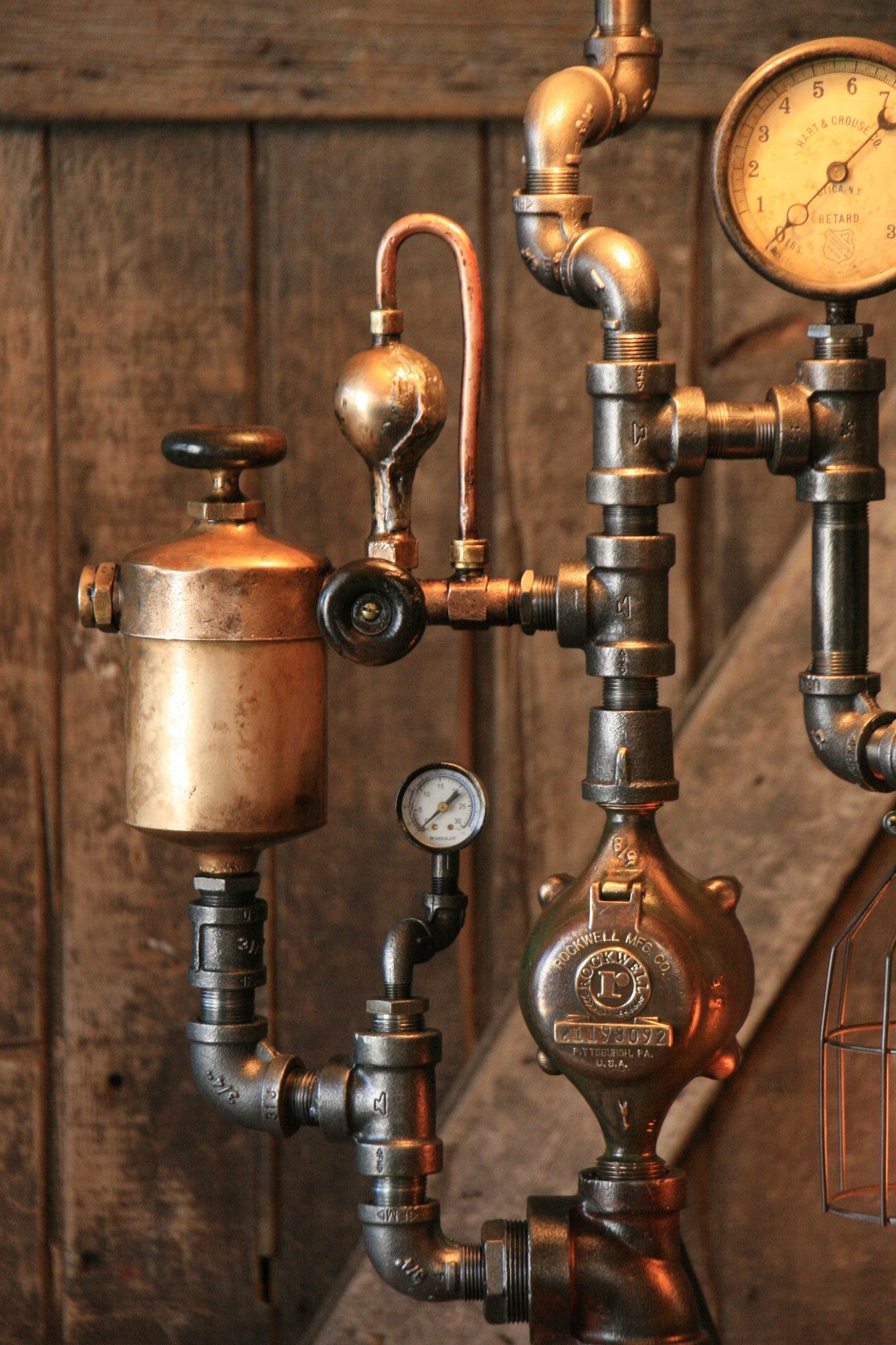 Steampunk Industrial Lamp, Vintage Oiler & Green Shade #1074