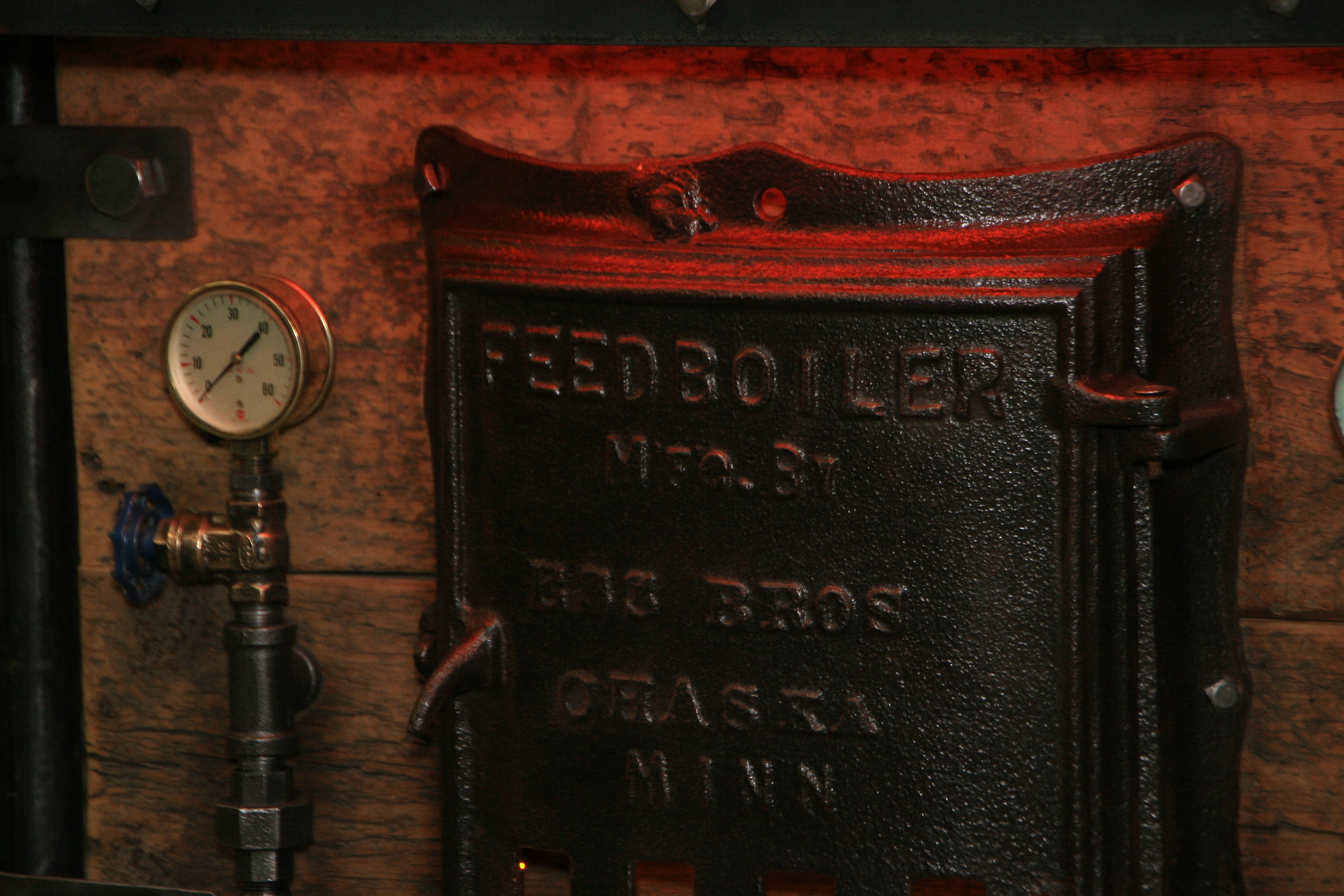 Steampunk Industirial Table / Antique Barn Wood / Furnace Door / Hallway Sofa Table #2056