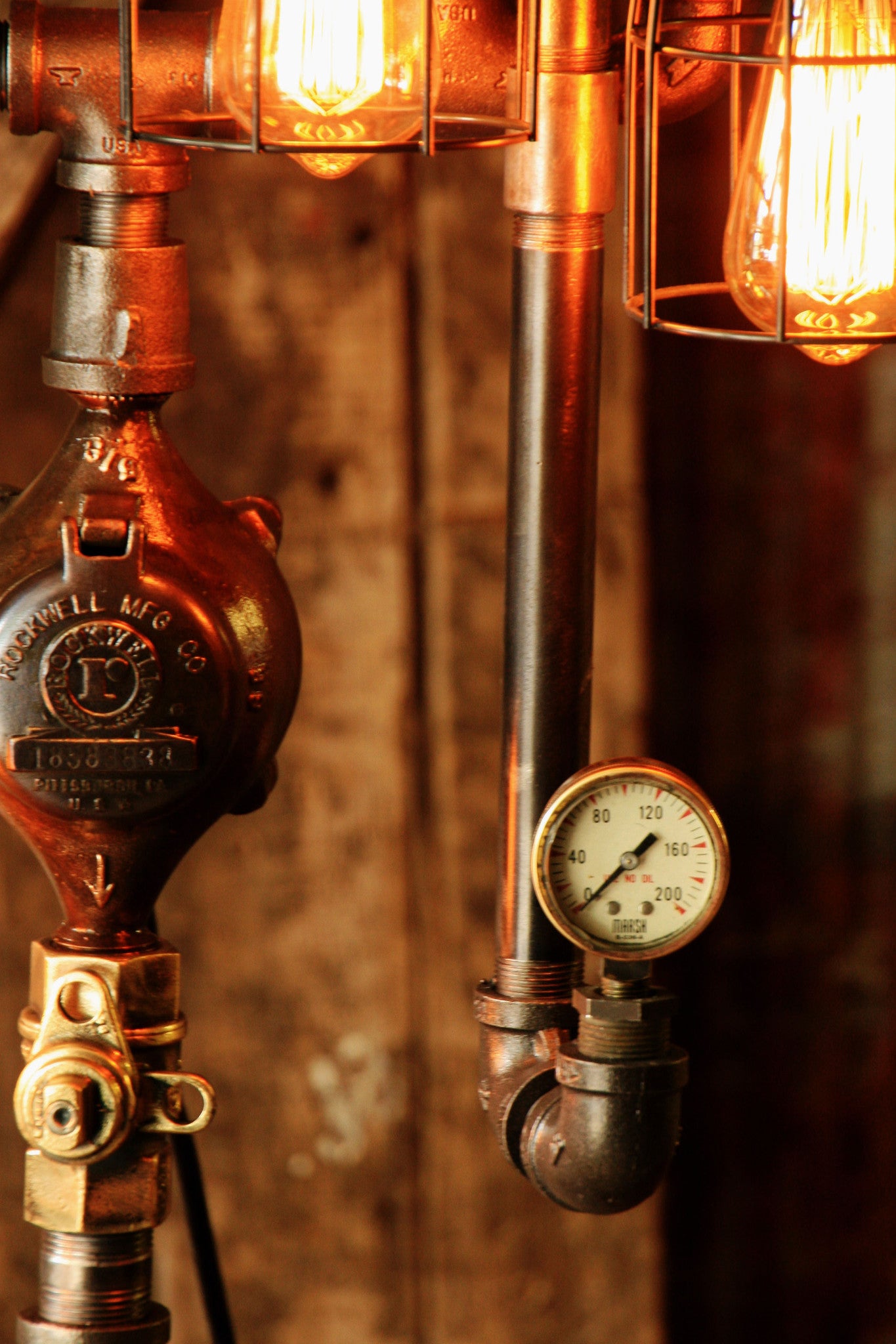 Steampunk Industrial Steam Gauge lamp,  #617