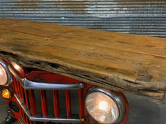 Steampunk Industrial / Automotive / Original vintage 50's Jeep Willys Grille / Table Sofa Hallway / RED /  Table #2716 sold