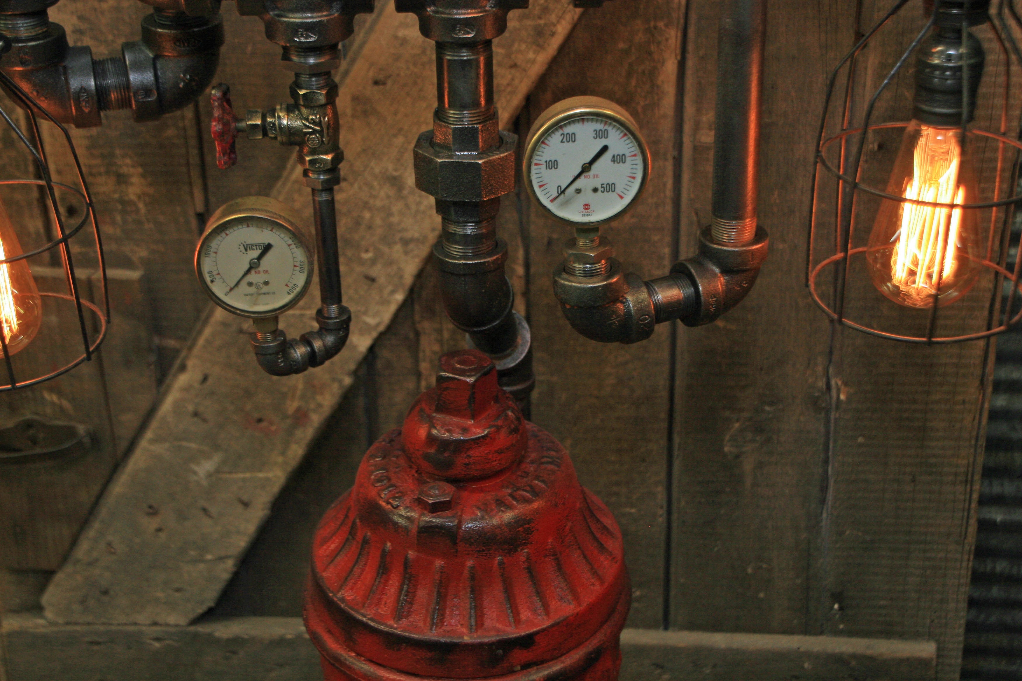 Steampunk Industrial / Fire Hydrant / Floor Lamp / Steam Gauge / Lamp #2054