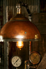 Steampunk Lamp, Antique Steam Gauge and Barn Wood Base #605 - sold