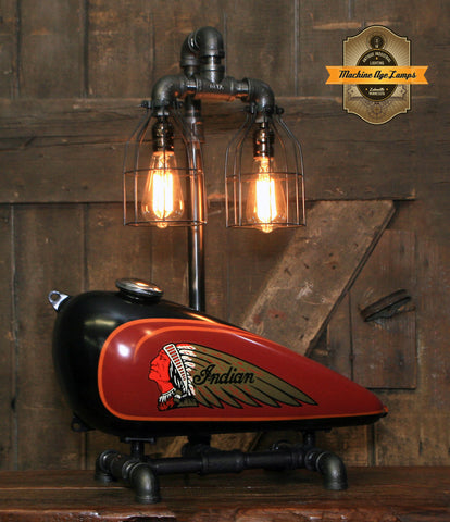 Steampunk Industrial / 1938 Indian Scout Gas Tank Lamp / Motorcycle Lamp #4010