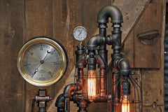 Steampunk Industrial Machine Age Lamp / Steam Gauge / Gear / Lamp #2222