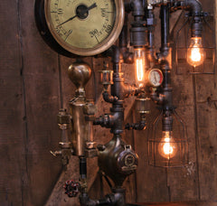 Steampunk Industrial / Steam Gauge Lamp / The Casey Hedges Co / Oiler / Lamp #3558