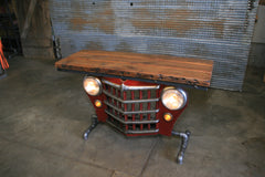 Steampunk Industrial / Willys Jeep / Grill Table / Barnwood Top / Table #2290