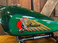Steampunk Industrial / 1930’s Indian Scout Gas Tank Lamp / Motorcycle Lamp / Green / #3462