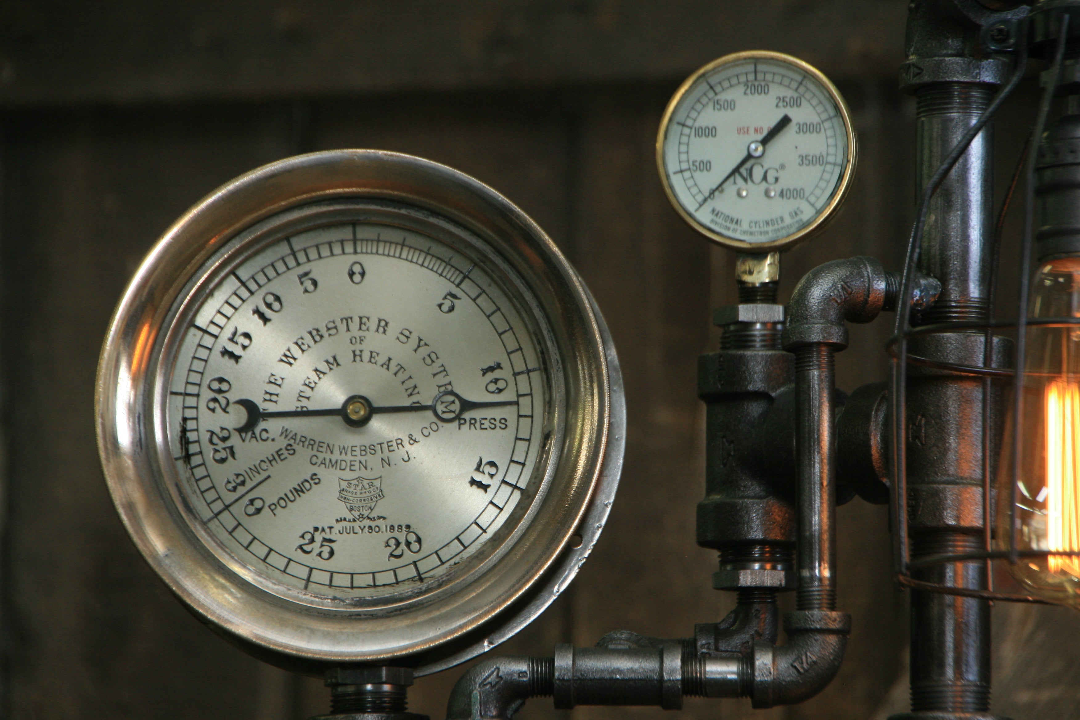 Steampunk Industrial / Steam Gauge Lamp / Camden/ Gear / Lamp #2458