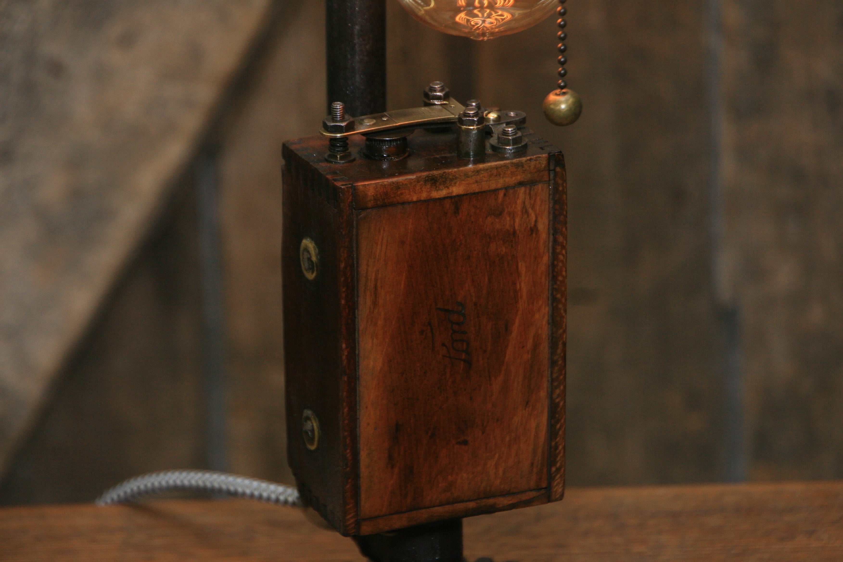 Steampunk Industrial Lamp / Antique Ford Model T Ignition Coil / Gear / Automotive  / #1885