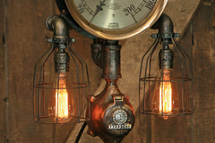 Steampunk Industrial / Antique 10" Steam Gauge / Gear Base / Lamp #2423