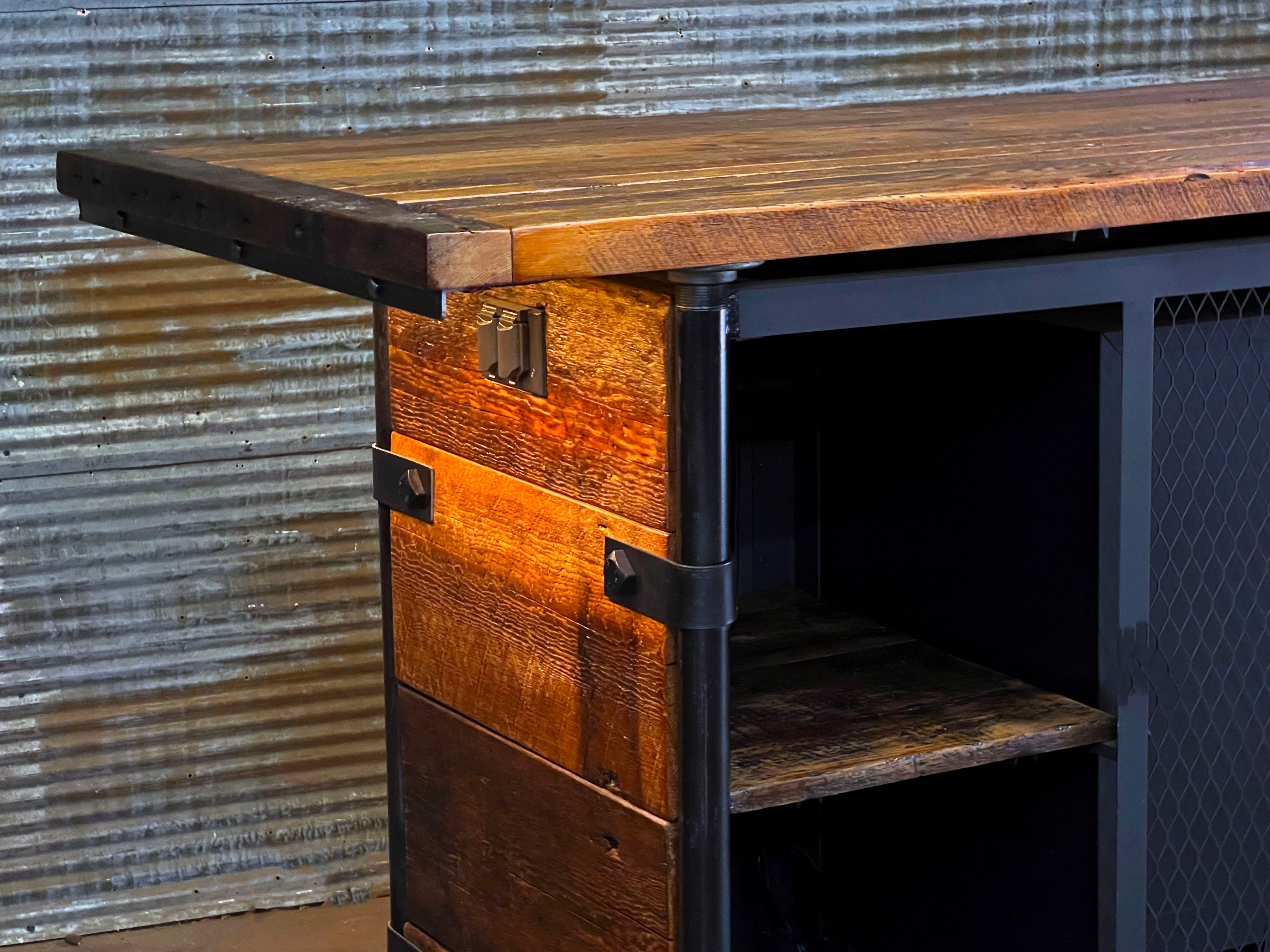 close up of antique steampunk bar door