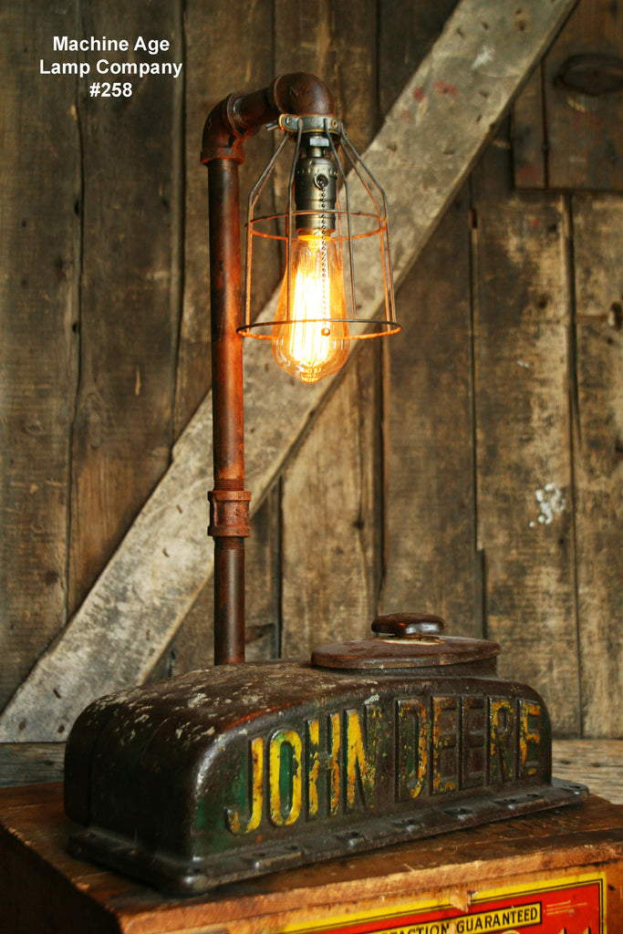 Steampunk Industrial  Lamp, Antique John Deere Farm Tractor B - SOLD