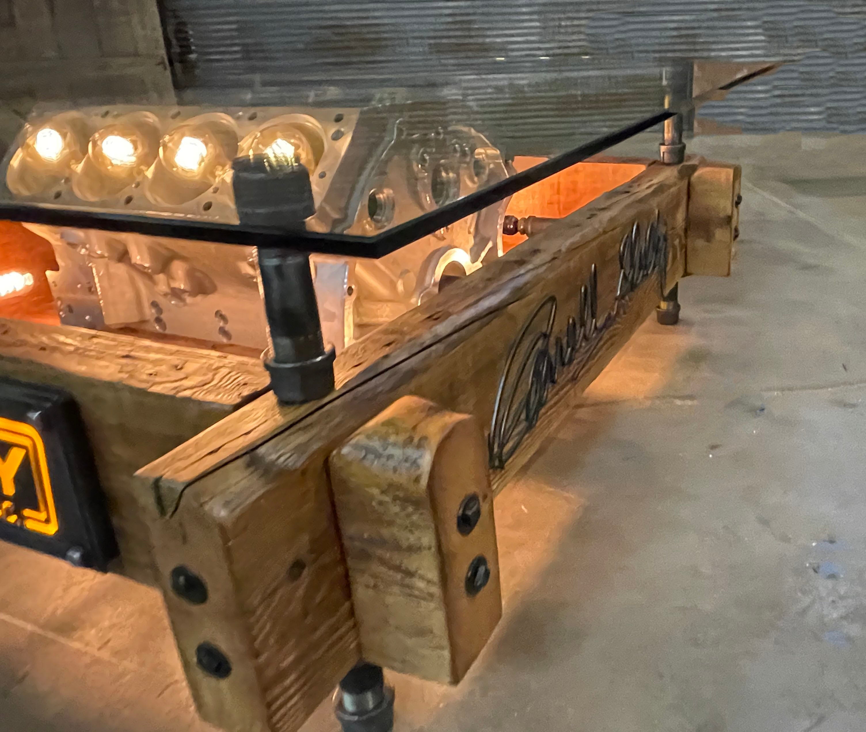 Steampunk Industrial / Carroll Shelby / 427 Engine Block  / Automotive / Barnwood / coffee Table #3330
