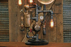 Steampunk Industrial / Steam Gauge Lamp / General Electric / Oiler / Lamp #2477