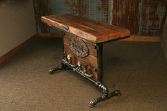 Steampunk Industrial / Barn Wood / Table / Console / Lighted #1484