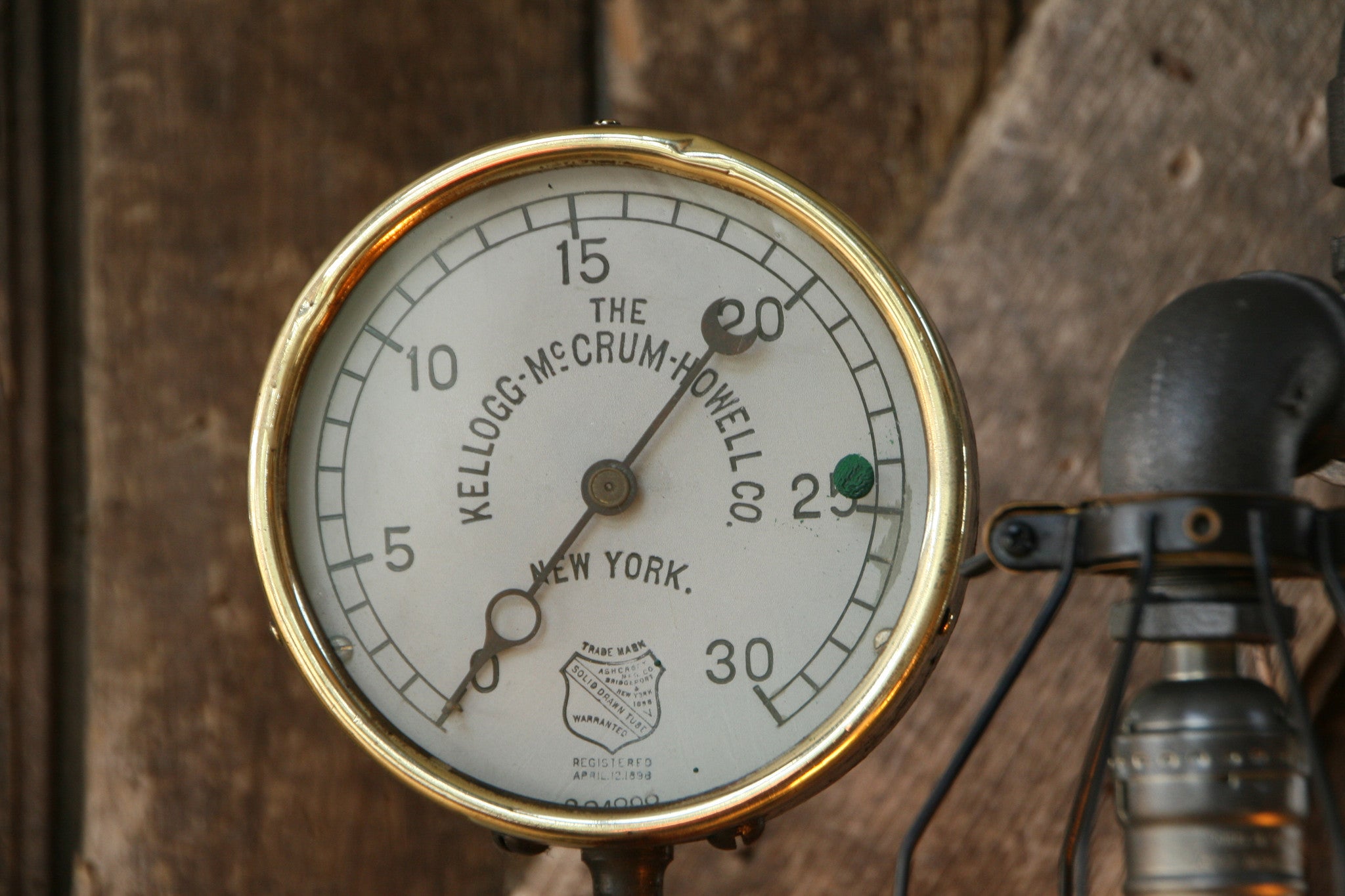 Steampunk Lamp, Steam Gauge and Gear Base #199