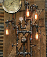 Industrial Steampunk / Antique Steam Gauge / Gear / St Louis / Floor Lamp #1872