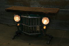 Steampunk Industrial / Original vintage 50's Jeep Willys Grille / Table Sofa Hallway / Green / Table #1842 sold