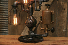Steampunk Industrial / Antique Steam Gauge and Oiler / Gear / Lamp #1895