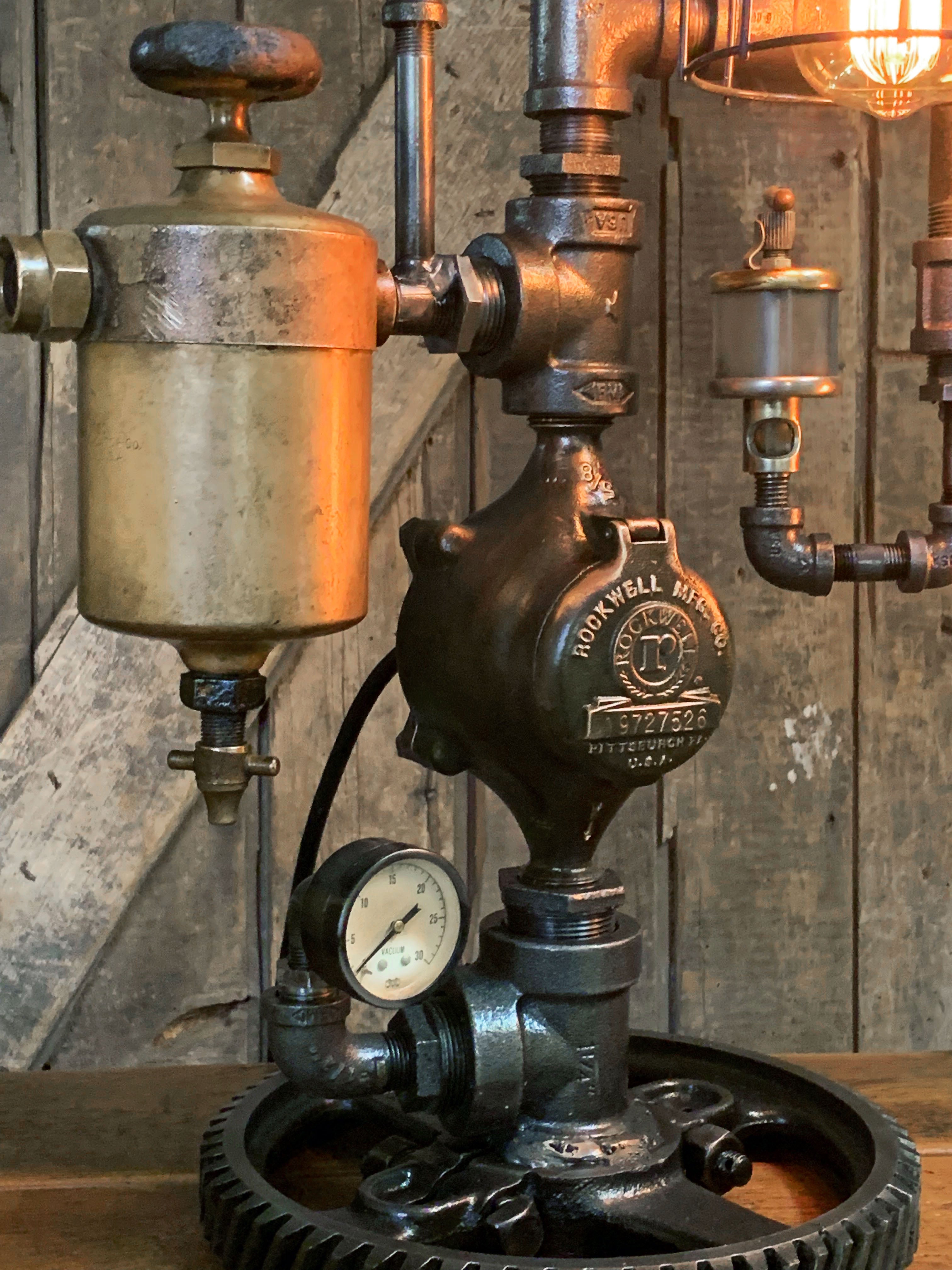 Steampunk Industrial / Steam Gauge Lamp / Kewanee Boiler  / Oiler / Lamp #2595