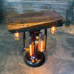 Steampunk Industrial Table / Antique Cream Separator Base / Barnwood / Hostess Stand / Table #4060
