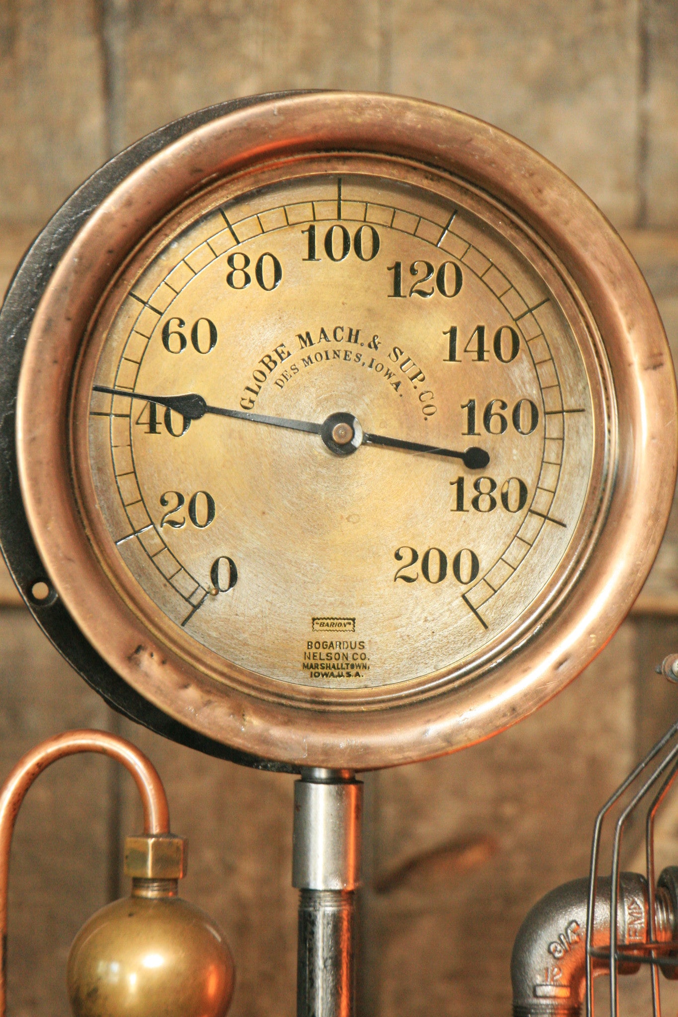 Steampunk Industrial, Steam Gauge and Oiler, Lamp #976