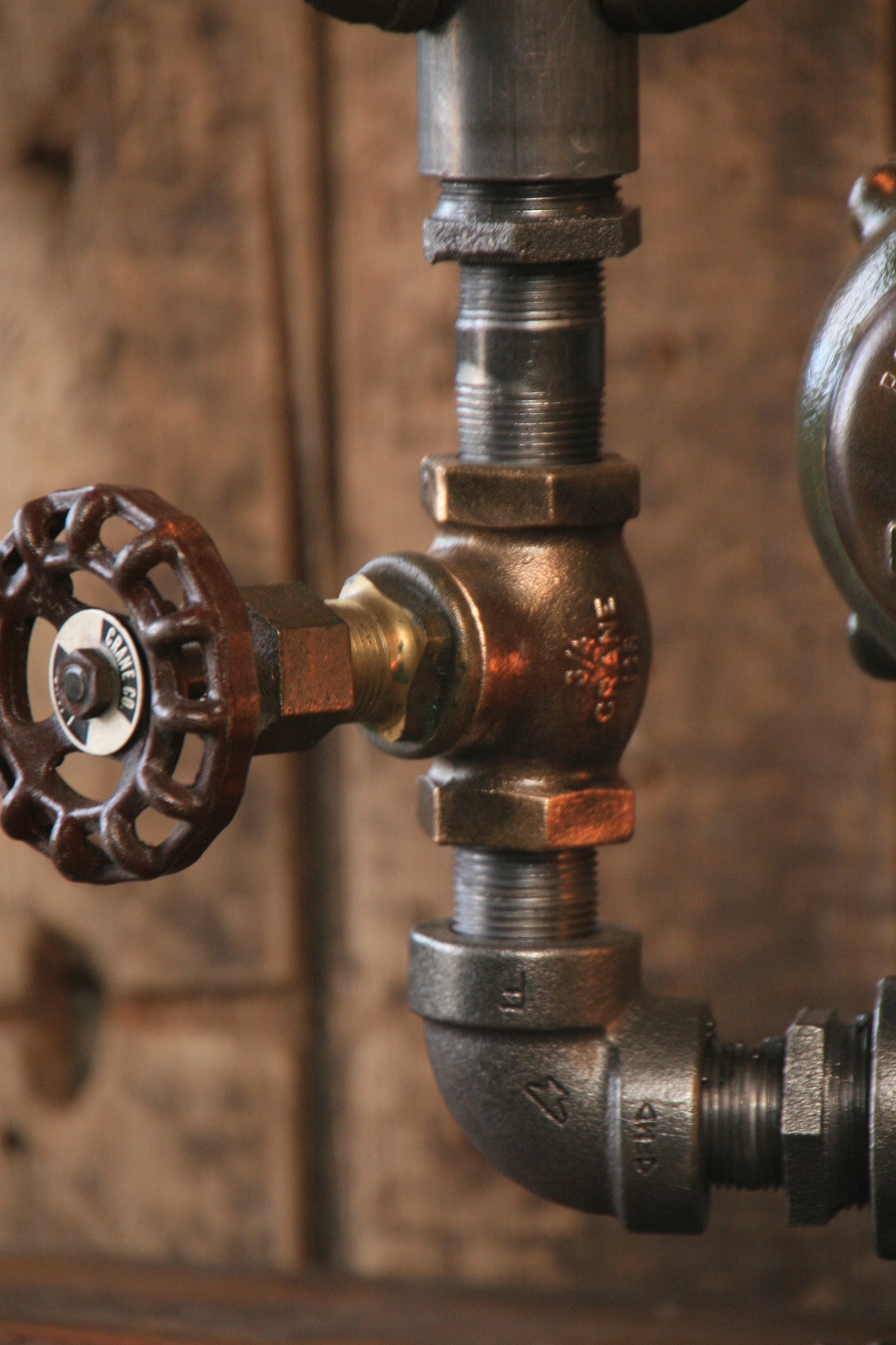 Steampunk Industrial Lamp, Gear and Steam Gauge - #1400