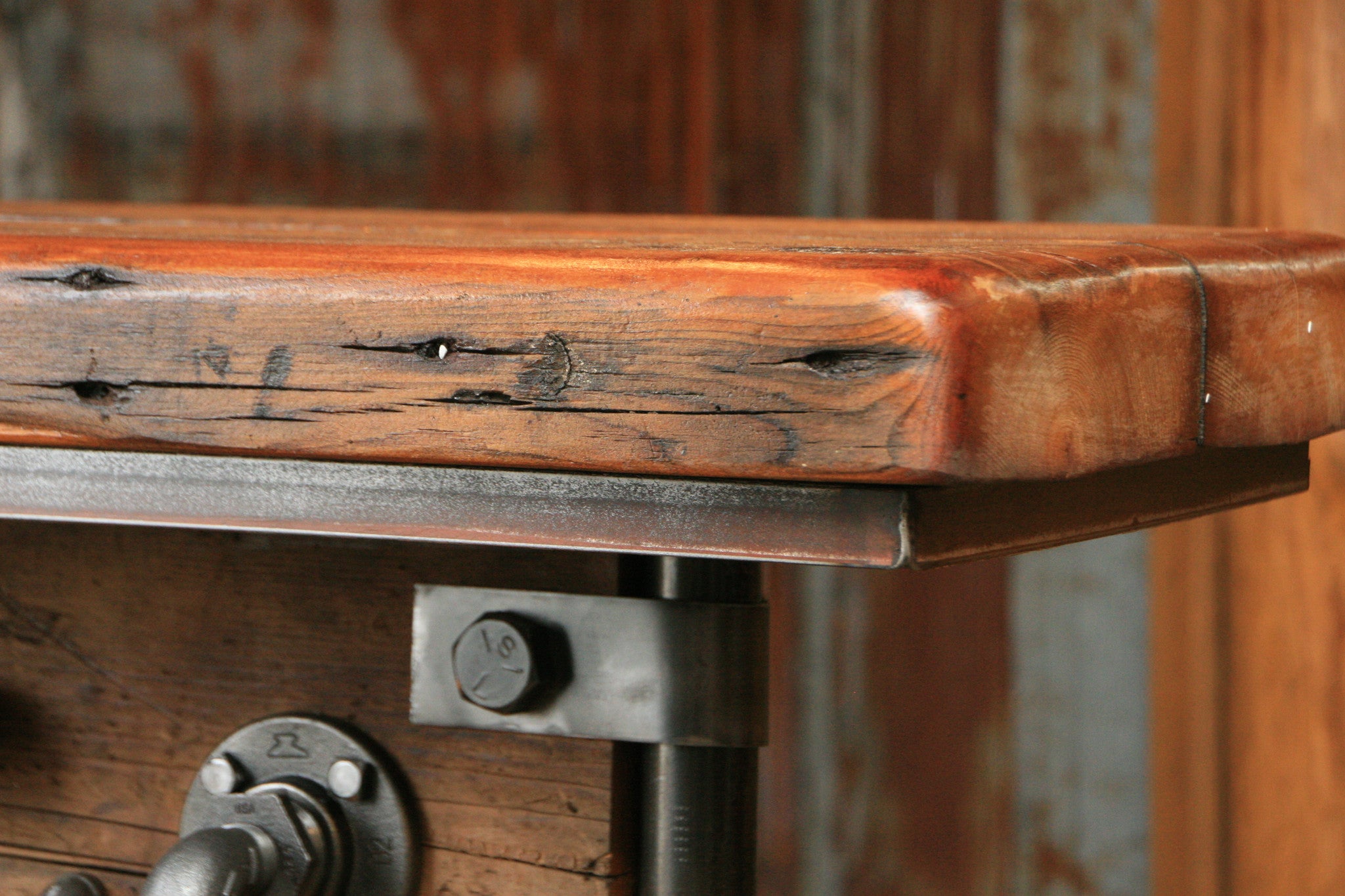 Industrial, Barn wood and Iron Frick Co Steam Gauge Table, Lamp Stand  #823