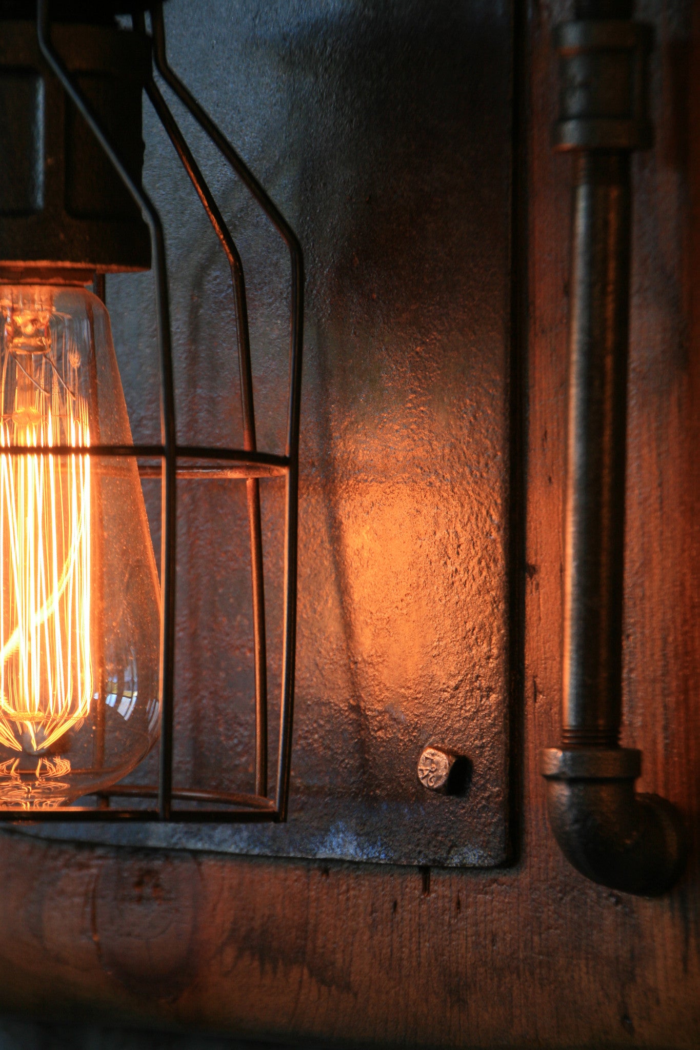 Steampunk, Industrial Barn Wood Wall Sconce, light, lamp, #659