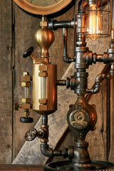 Steampunk Industrial, Rare Steam Gauge, Brass Oiler, #1497