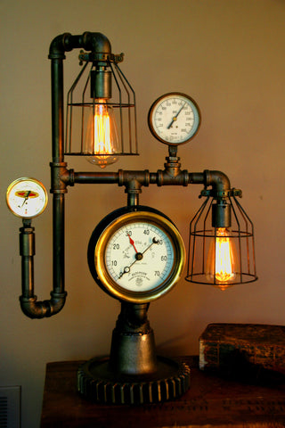 Machine Age Steam Gauge Lamp #47 SOLD