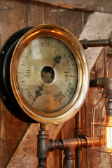 Steampunk Industrial Lamp, Huge 12" Steam Gauge  #392 - SOLD