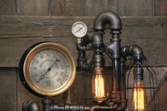 Steampunk Industrial / Vintage Brass Oiler and Steam Gauge / Chicago / Lamp #1808