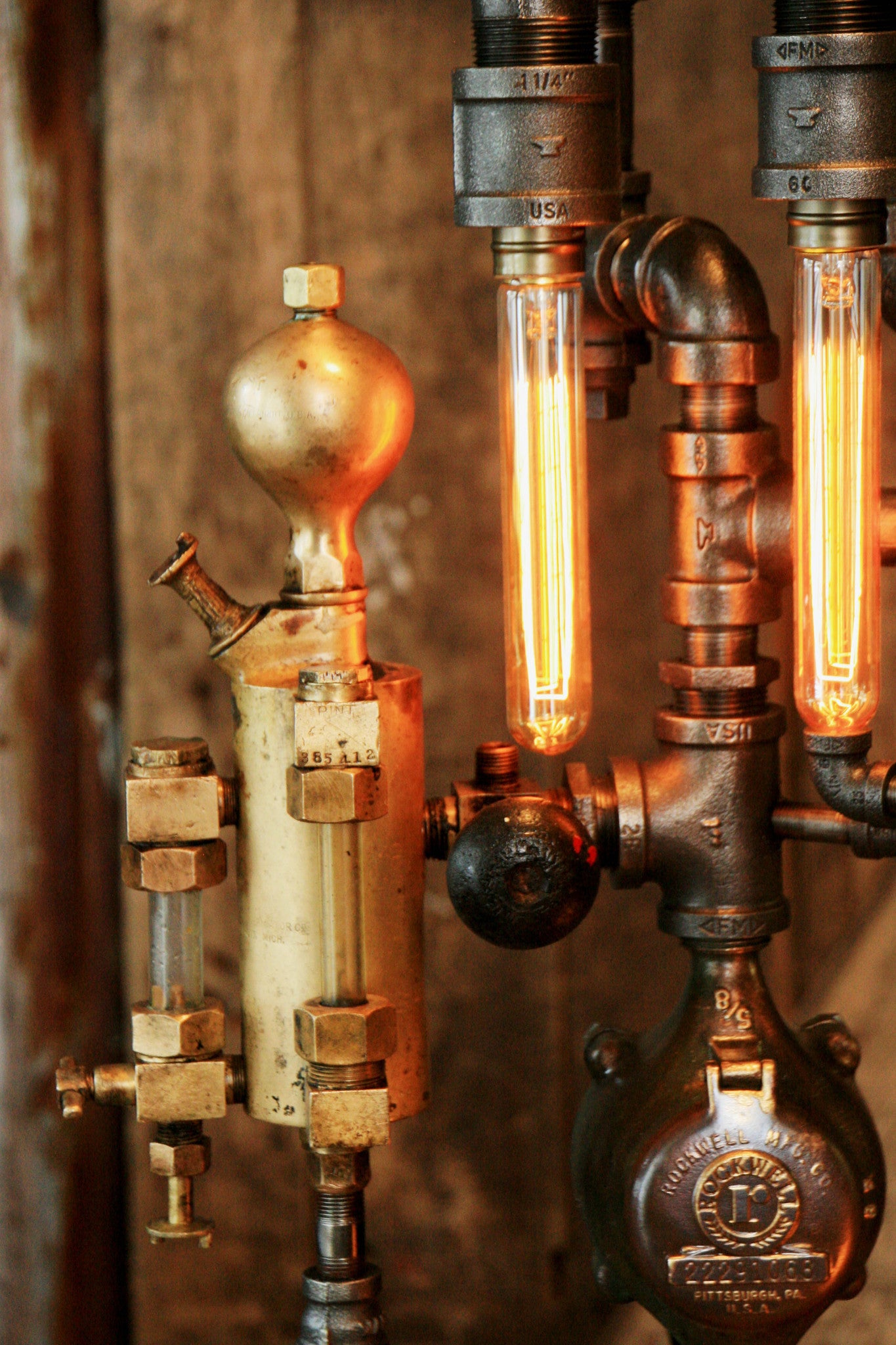 Steampunk Industrial, Steam Gauge Brass Oiler #846