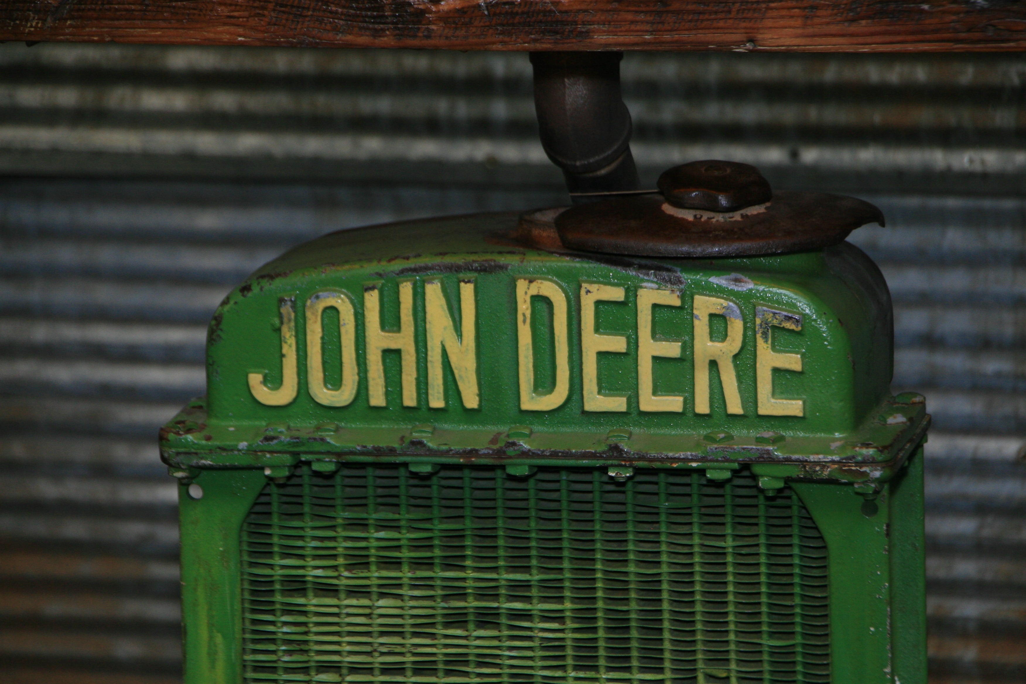Antique Steampunk Industrial Table Stand, Hostess Station, Pub Table, Reclaimed Wood Top,John Deere #2057