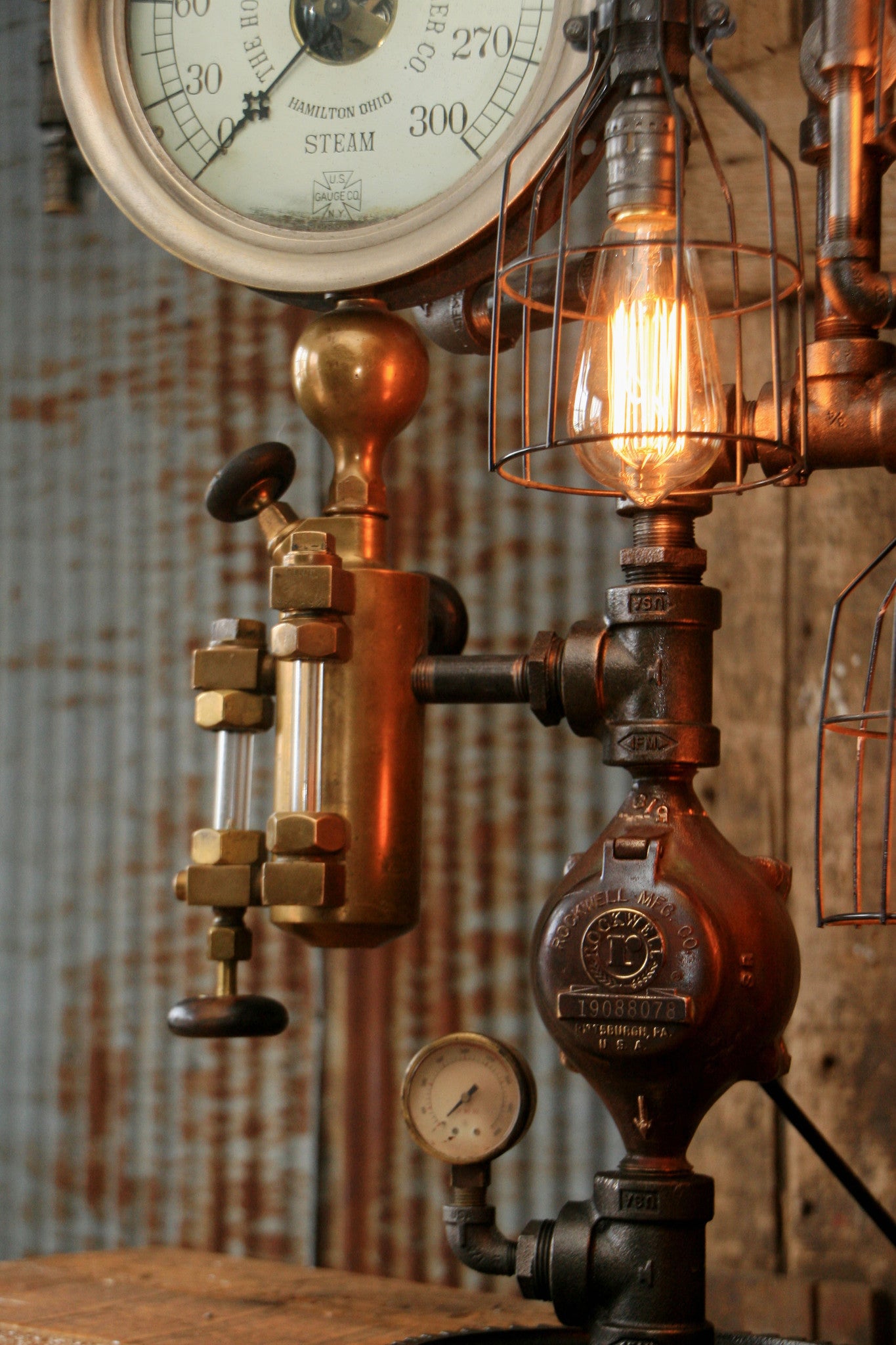 Steampunk Industrial / Steam Gauge Lamp / Ohio / Oiler #1428