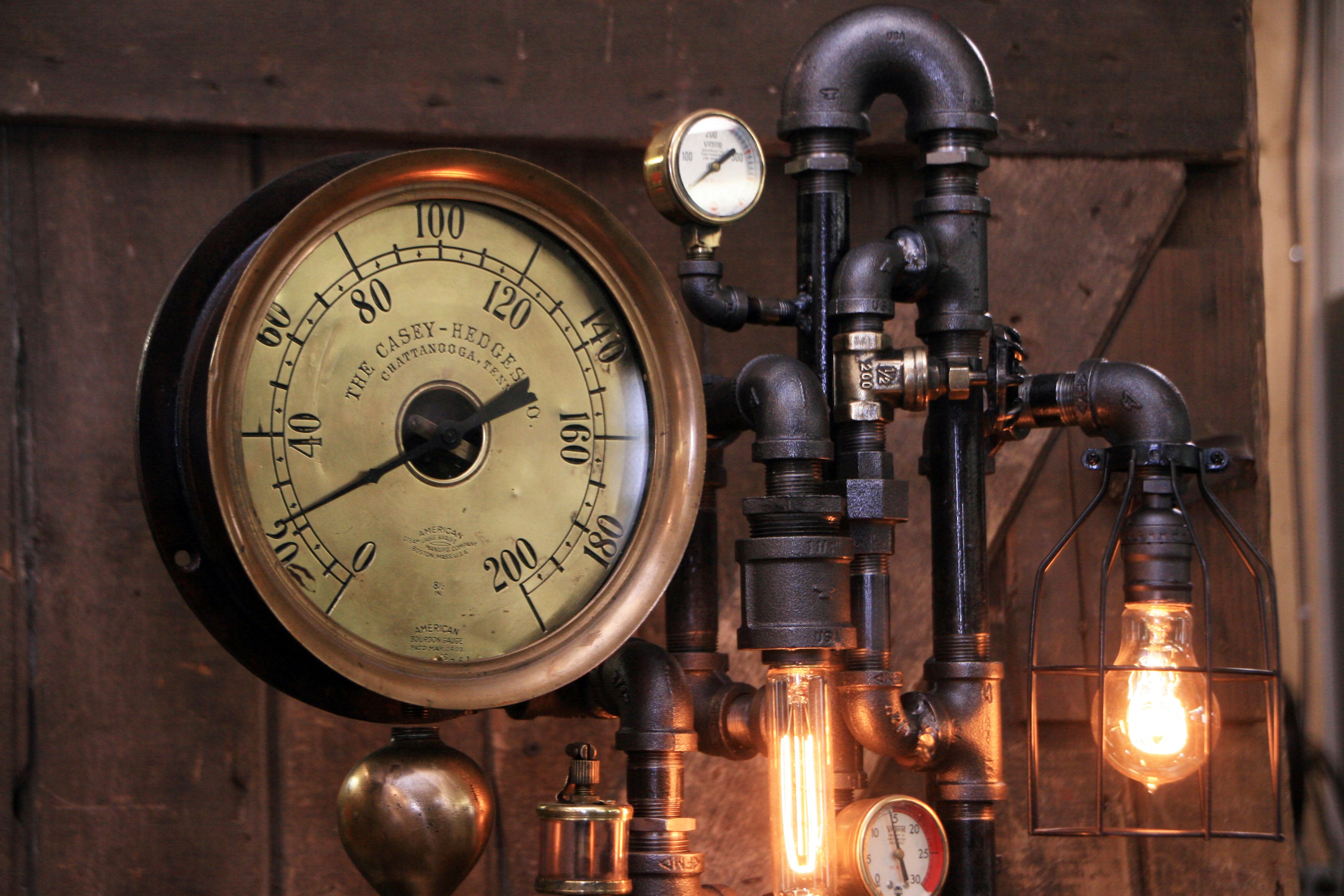 Steampunk Industrial / Steam Gauge Lamp / The Casey Hedges Co / Oiler / Lamp #3558