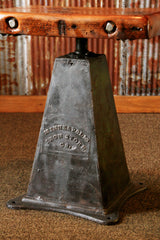 Antique Industrial Table Lamp Stand  Iron Base "Minneapolis MN" Barn wood top #745