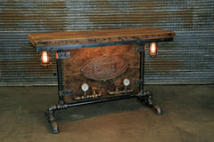 Steampunk Industrial / Barn Wood / Table / Console / Bar / Lighted / Table #2100