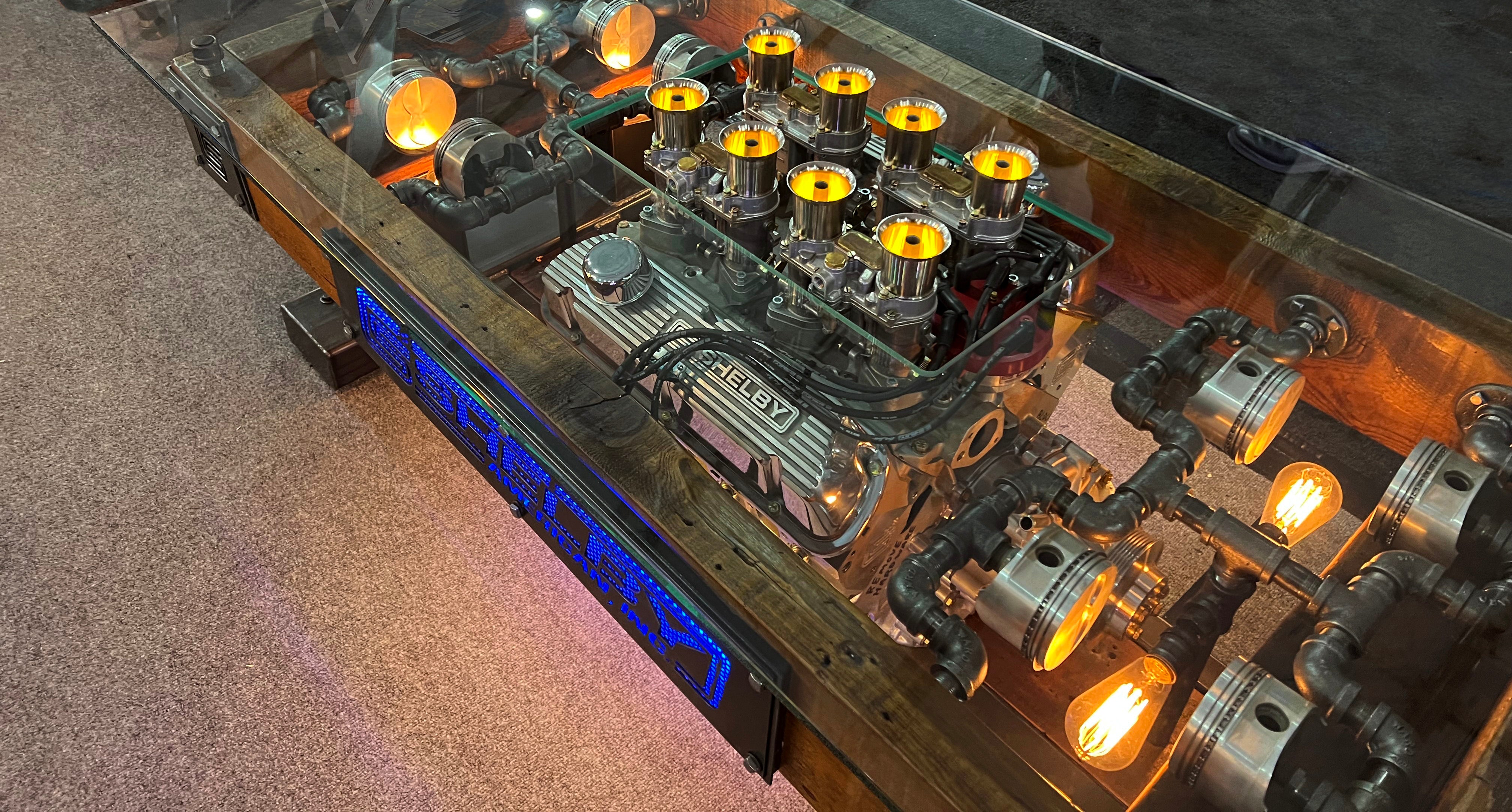 Industrial / "Coffee Table Height / Carroll Shelby 289 Engine / Table Ford Shelby / Automotive / Table #002
