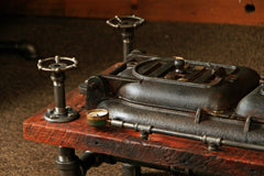 Steampunk Antique Industrial / Coffee Table / Barn Wood / Boiler Door #1496 - SOLD