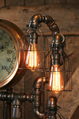 Steampunk Industrial Lamp / Antique Steam Gauge / Gear Base / New York / #1277 sold