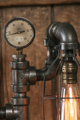 Steampunk Industrial Lamp, Gear and Steam Gauge - #1400