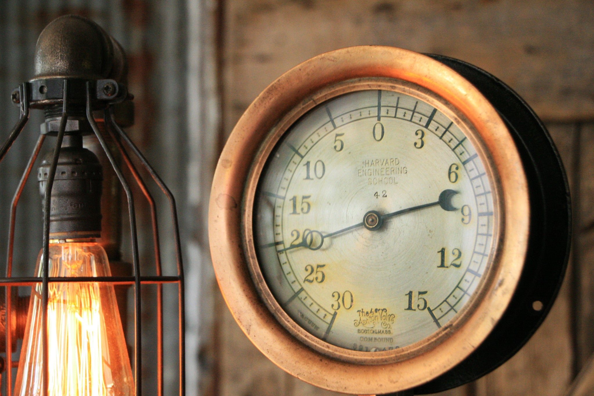 Steampunk Industrial Desk Lamp,  Steam Gauge #955